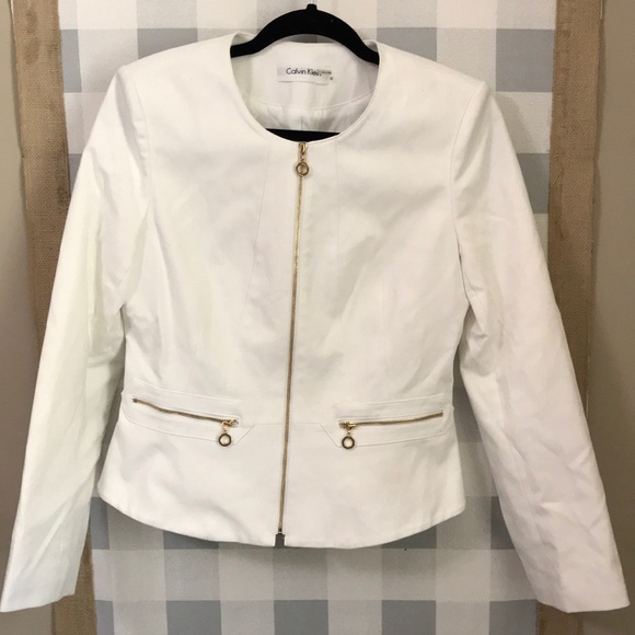Calvin Klein Jackets & Blazers - Calvin Klein white jacket with gold zippers